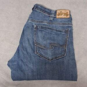 Silver Jeans Gordie Blue Jeans Men's 34x34 Loose Fit Staight Leg Medium Washed